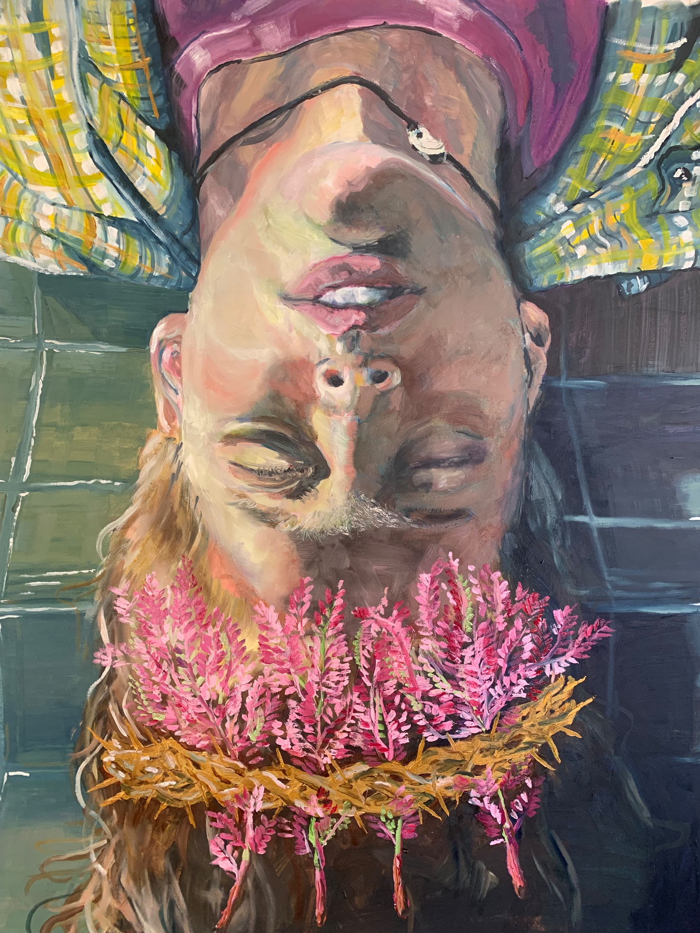 Untitled (Inverted Face with Flowers)