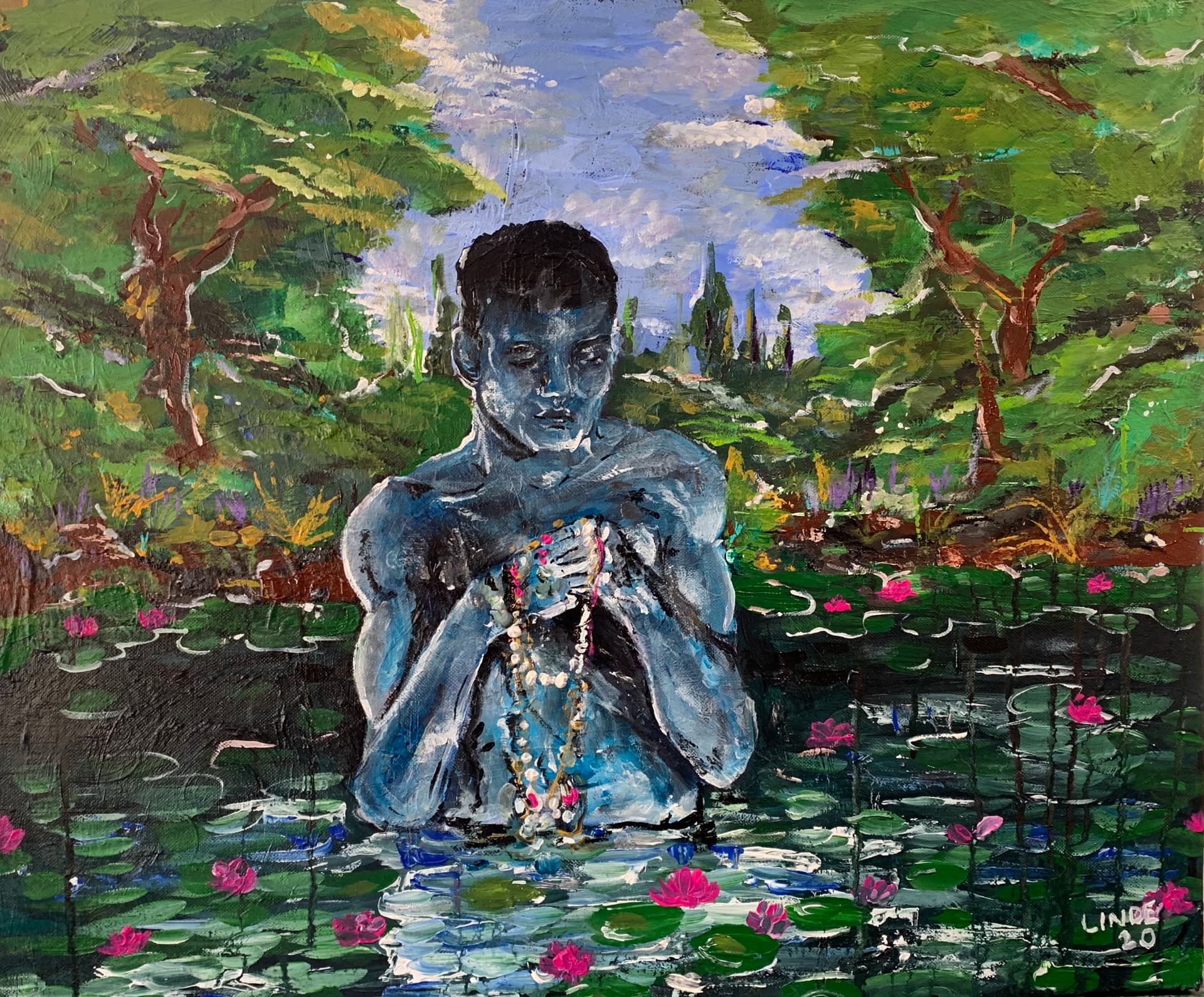 Untitled (Figure in Lily Pond)